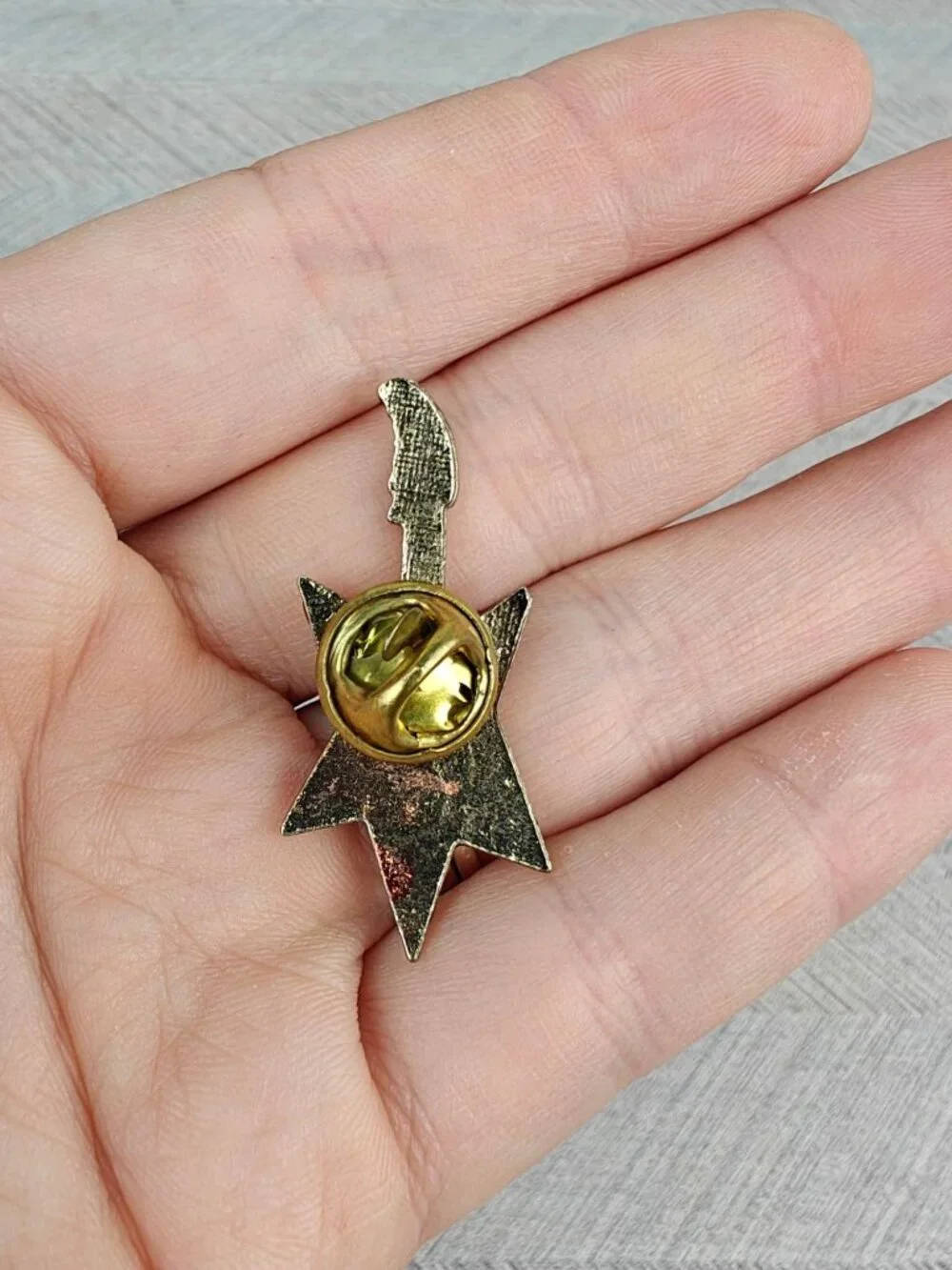 Vintage The Police Star Guitar Lapel Pin Red & Gold Enamel Collectible